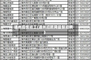 通州疫情招工(通州招聘网最新招聘)