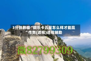 3分钟教程“微乐卡五星怎么样才能赢”作弊(透视)透视辅助