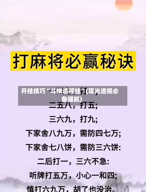 开挂技巧“斗棋透视挂	”(曝光透视必备猫腻)-第2张图片