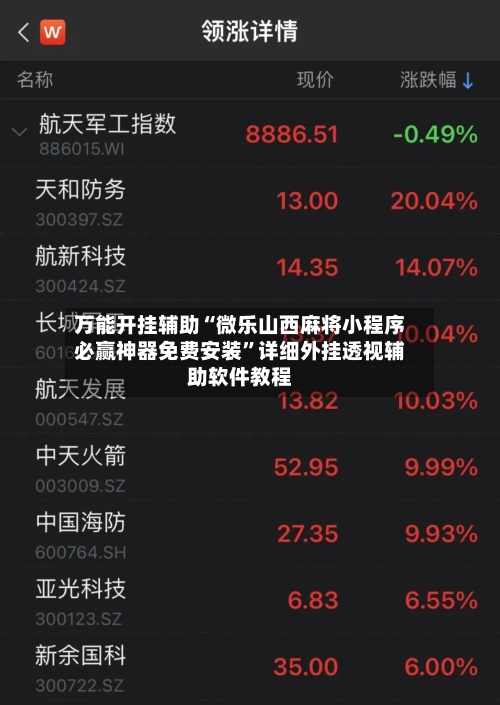 万能开挂辅助“微乐山西麻将小程序必赢神器免费安装”详细外挂透视辅助软件教程-第1张图片