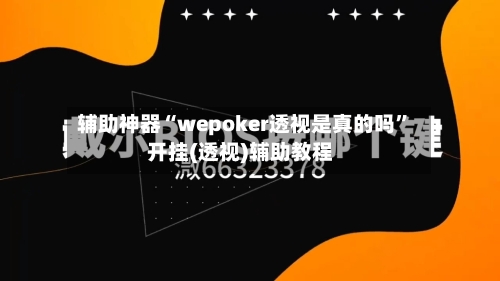 辅助神器“wepoker透视是真的吗”开挂(透视)辅助教程-第2张图片