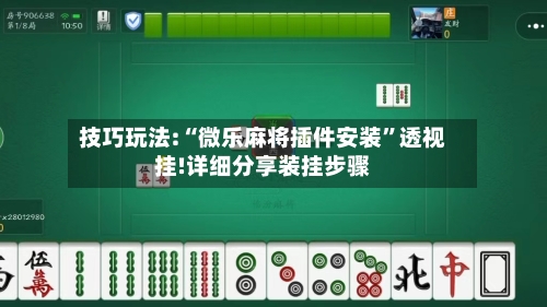 技巧玩法:“微乐麻将插件安装”透视挂!详细分享装挂步骤-第3张图片