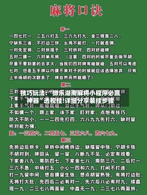 技巧玩法:“微乐湖南麻将小程序必赢神器”透视挂!详细分享装挂步骤-第2张图片