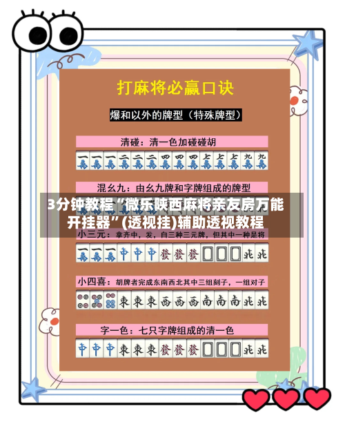 3分钟教程“微乐陕西麻将亲友房万能开挂器	”(透视挂)辅助透视教程-第1张图片