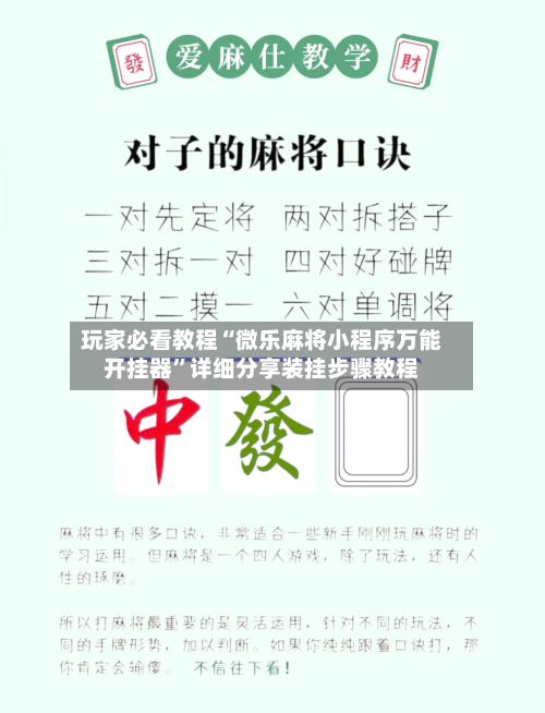 玩家必看教程“微乐麻将小程序万能开挂器”详细分享装挂步骤教程-第2张图片