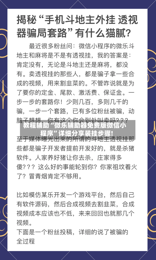 教程辅助“微乐辅助器免费版微信小程序	”详细分享装挂步骤!-第1张图片