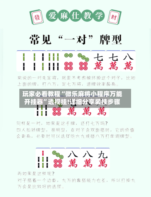 玩家必看教程“微乐麻将小程序万能开挂器”透视挂!详细分享装挂步骤-第2张图片